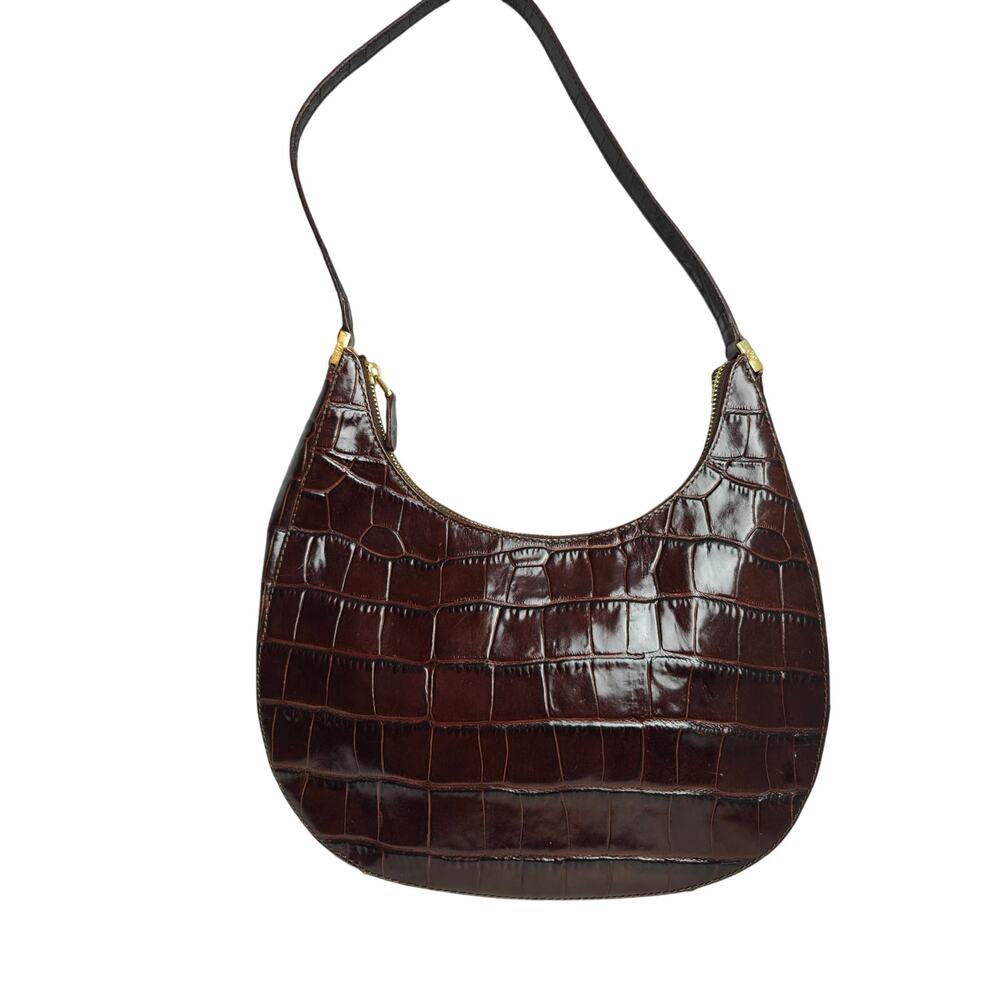 MONSAC elegant serious business Moc Croc Deep Brown Leather purse shoulder bag